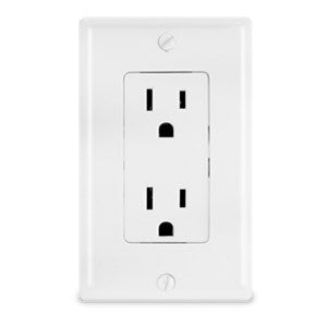 Designers Edge 15Amp Outlet Receptacle with Wall Plate, White