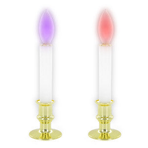 Brass Plated LED Window Candle with Color Changing Bulb (2 Pack)
